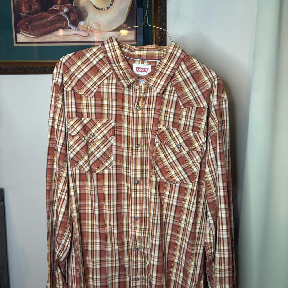 Levi's Men's Plaid Shirt - Red and Brown
